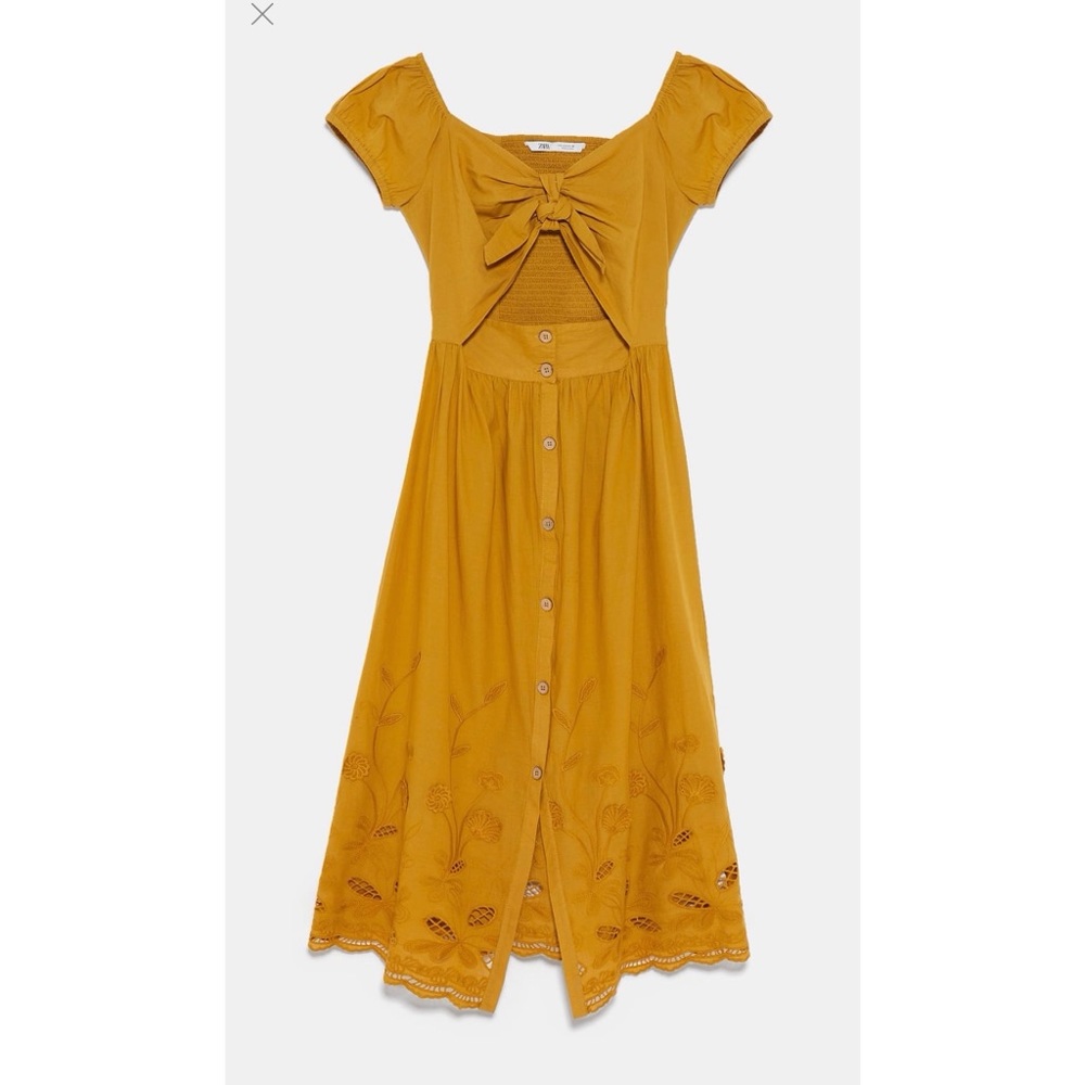 Zara embroidered dress with openings